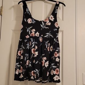 Torrid Black Floral Tank Top,  Torrid Size 2